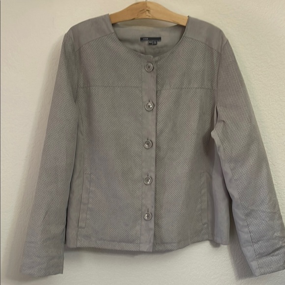 VINCE Oversized Wool Blend Gray Jacket Button Up Size XXS Vegan Suede - Picture 1 of 8